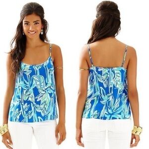NWT Lilly Pulitzer Small Skye Camisole Blue Crush Bamboom 100% Silk $118